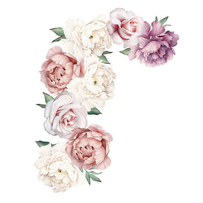 Set of 2 Self Adhesive Peony Flower Wall Sticker