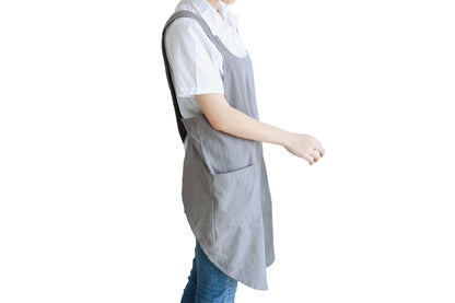Cross Back Aprons Cotton Apron with Pockets for Kitchen Housework Flower Shop-Grey