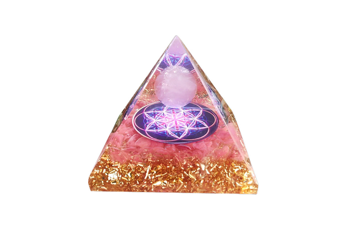 Positive Energy Chakra Healing Crystal And Stone Orgone Pyramid Amethyst Sphere-Gold