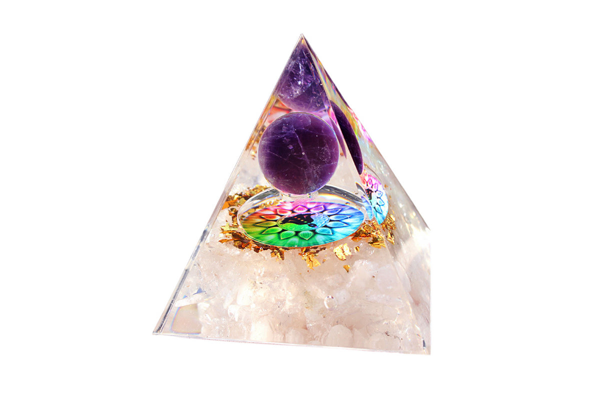 Orgonite Pyramid For Positive Energy Chakra Healing Crystal And Stone Orgone-Purple Ball