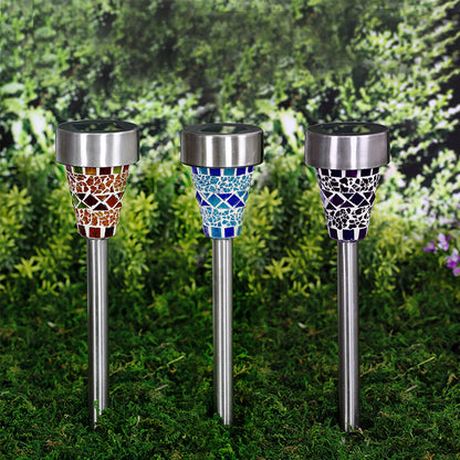 3Pcs 
Solar Mosaic Lamp Ground Light Patio Stake Walkway Outdoor Garden Decor