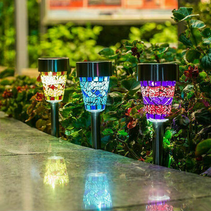 3Pcs 
Solar Mosaic Lamp Ground Light Patio Stake Walkway Outdoor Garden Decor