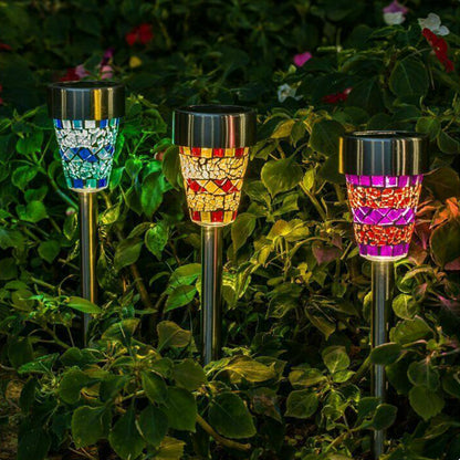3Pcs 
Solar Mosaic Lamp Ground Light Patio Stake Walkway Outdoor Garden Decor