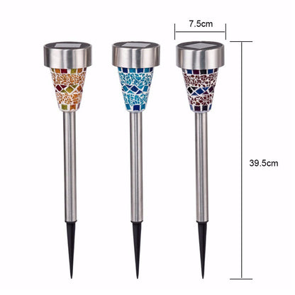 3Pcs 
Solar Mosaic Lamp Ground Light Patio Stake Walkway Outdoor Garden Decor
