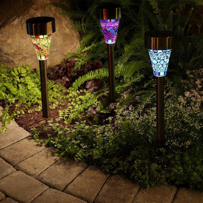 3Pcs 
Solar Mosaic Lamp Ground Light Patio Stake Walkway Outdoor Garden Decor