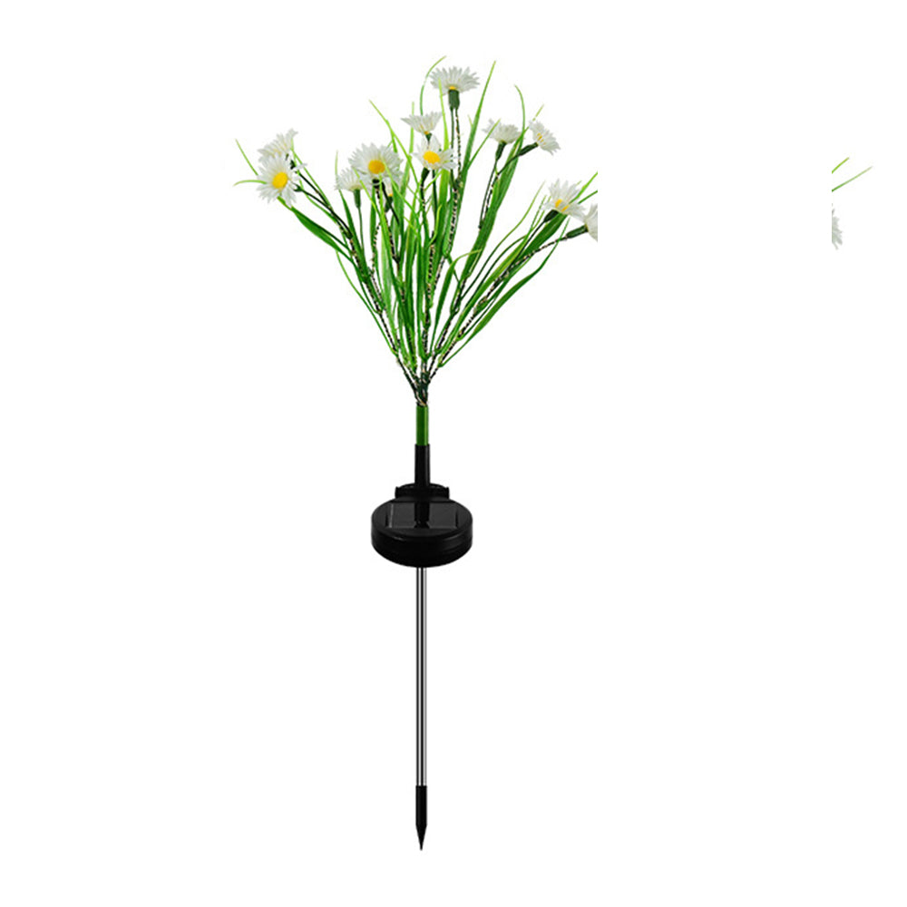 2Pcs Solar Lamp Daisy Ground Light Patio Stake Walkway Outdoor Garden Decor -White