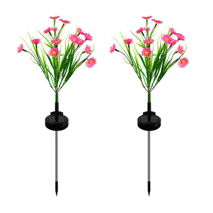 2Pcs Solar Lamp Daisy Ground Light Patio Stake Walkway Outdoor Garden Decor -Pink