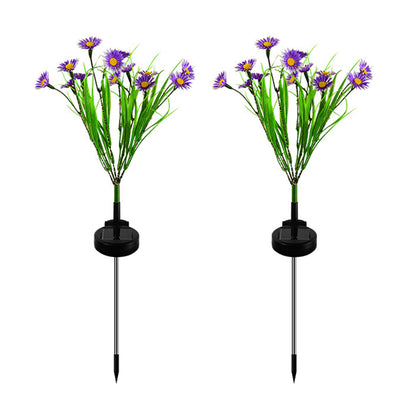 2Pcs Solar Lamp Daisy Ground Light Patio Stake Walkway Outdoor Garden Decor -Purple