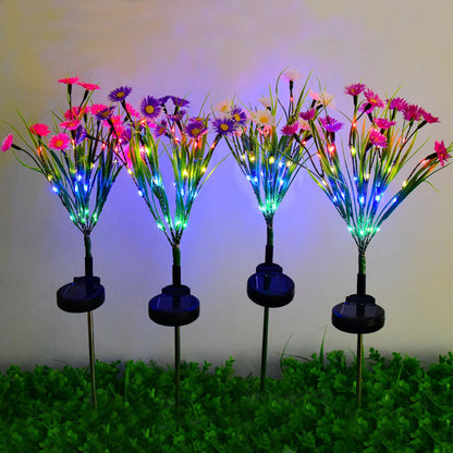 2Pcs Solar Lamp Daisy Ground Light Patio Stake Walkway Outdoor Garden Decor -Purple