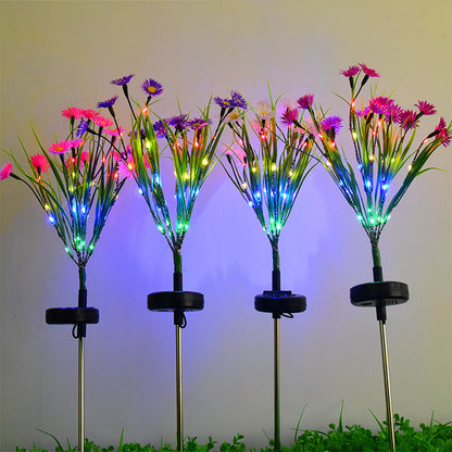 2Pcs Solar Lamp Daisy Ground Light Patio Stake Walkway Outdoor Garden Decor -Pink