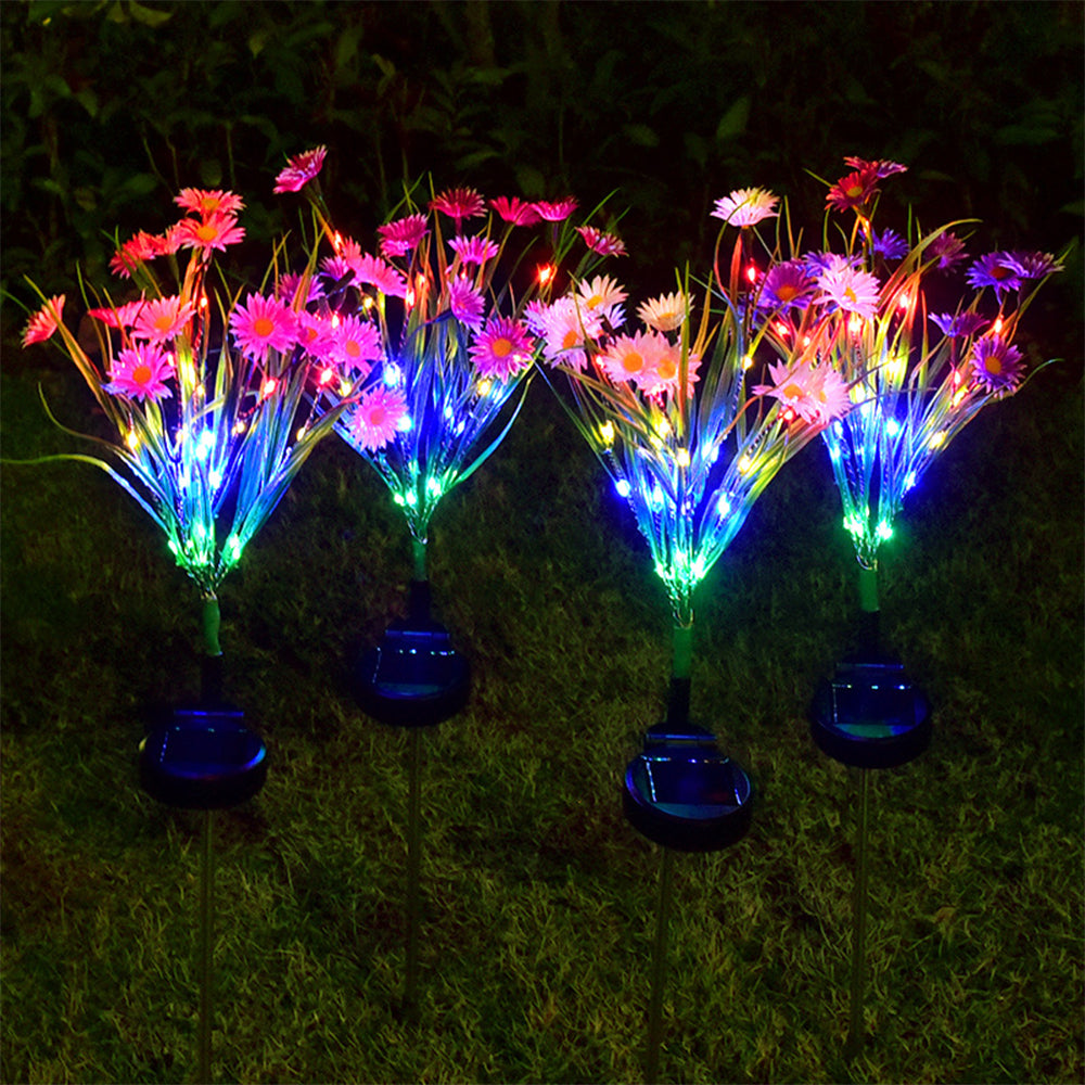 2Pcs Solar Lamp Daisy Ground Light Patio Stake Walkway Outdoor Garden Decor -Pink
