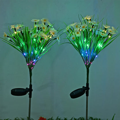 2Pcs Solar Lamp Daisy Ground Light Patio Stake Walkway Outdoor Garden Decor -White
