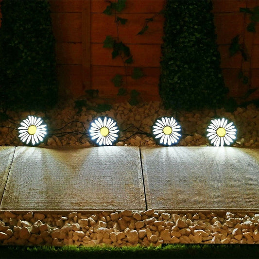 4 LED Solar Landscape Light Patio Walkway Ground Light Garden Decor - Daisy
