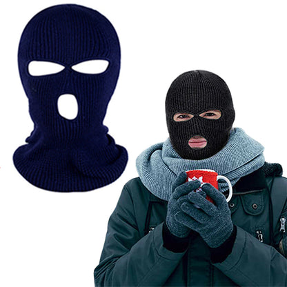 2Pcs Knitted Full Face Ski Mask Black and Navy Blue