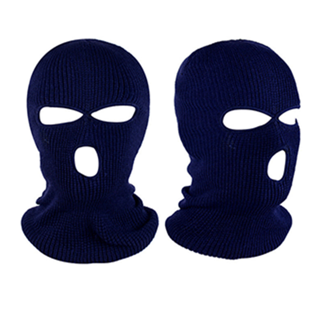 2Pcs Knitted Full Face Ski Mask Black and Navy Blue