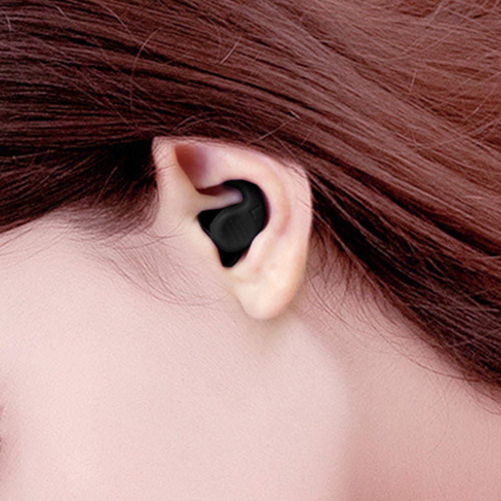 2 Pairs Ear Plugs for Sleeping Reusable Silicone Noise Reduction Ear Plugs for Noise Sensitivity Snore Travel -Black and Grey