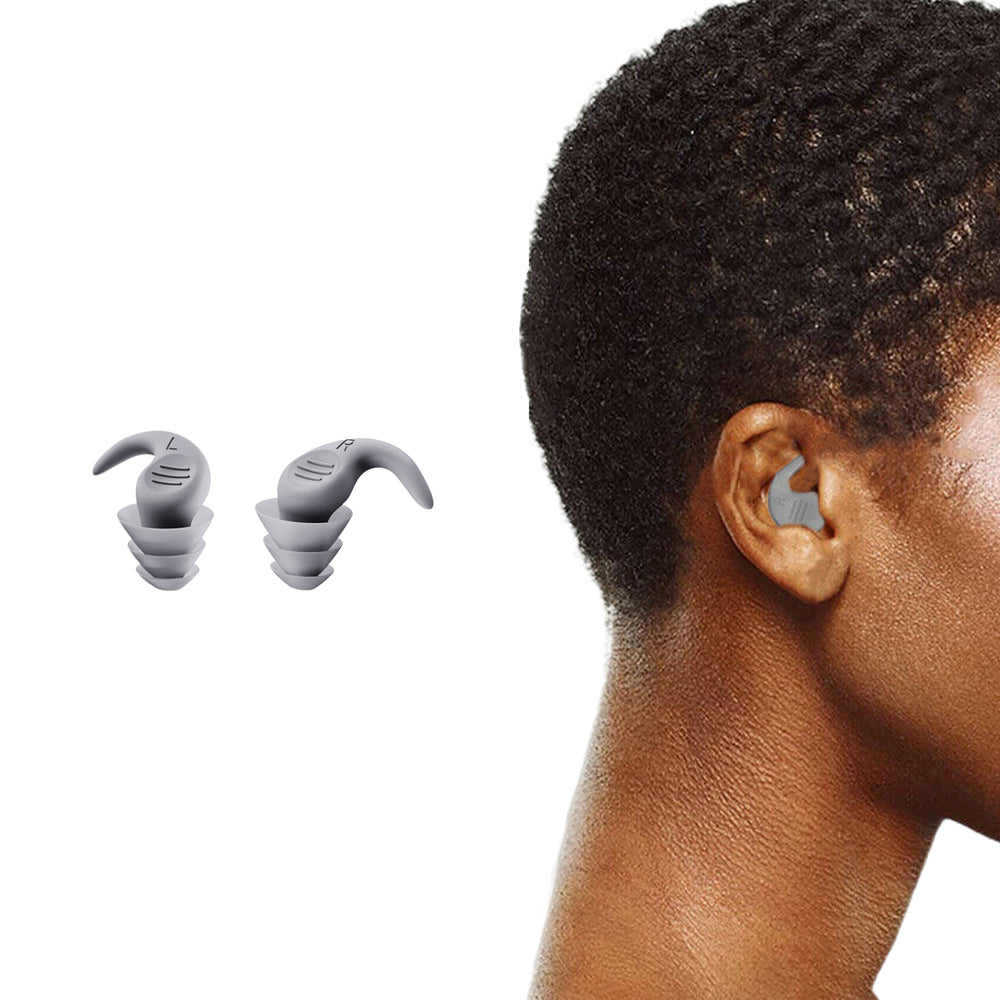 2 Pairs Ear Plugs for Sleeping Reusable Silicone Noise Reduction Ear Plugs for Noise Sensitivity Snore Travel -Grey and Purple
