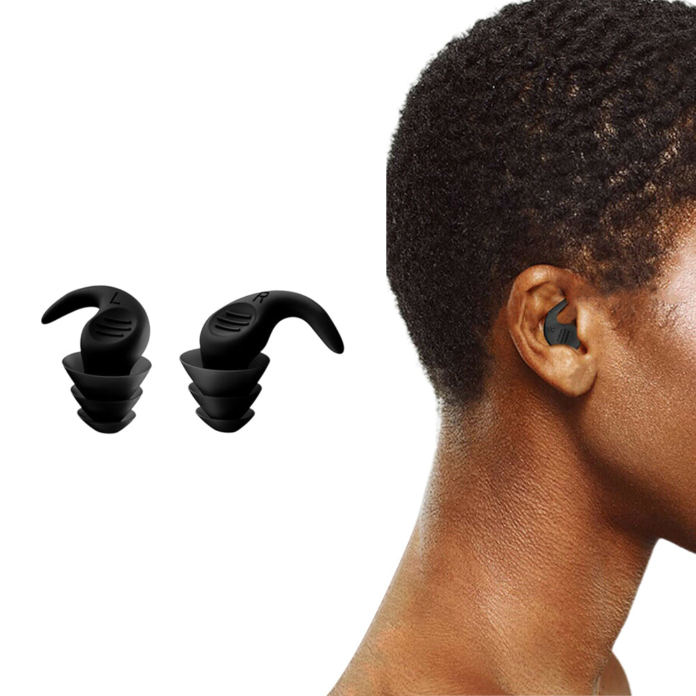 2 Pairs Ear Plugs for Sleeping Reusable Silicone Noise Reduction Ear Plugs for Noise Sensitivity Snore Travel -Black and Grey