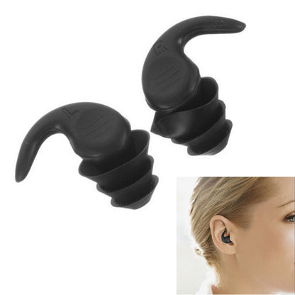 2 Pairs Ear Plugs for Sleeping Reusable Silicone Noise Reduction Ear Plugs for Noise Sensitivity Snore Travel -Black and Grey