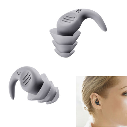 2 Pairs Ear Plugs for Sleeping Reusable Silicone Noise Reduction Ear Plugs for Noise Sensitivity Snore Travel -Grey and Purple