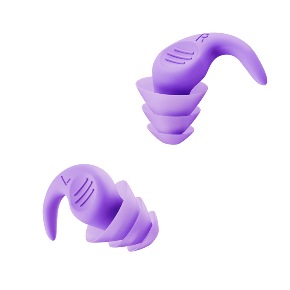 2 Pairs Ear Plugs for Sleeping Reusable Silicone Noise Reduction Ear Plugs for Noise Sensitivity Snore Travel -Grey and Purple