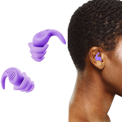 2 Pairs Ear Plugs for Sleeping Reusable Silicone Noise Reduction Ear Plugs for Noise Sensitivity Snore Travel -Grey and Purple