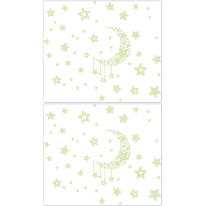 2 Sets Self Adhesive Glow in Dark Moon Star Wall Sticker Wallpaper Home Decor