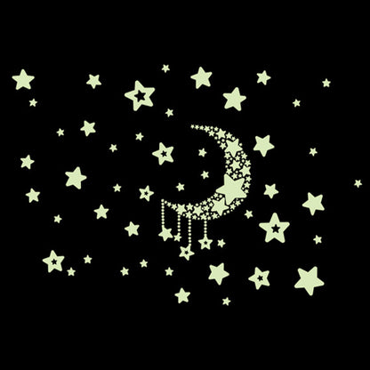 2 Sets Self Adhesive Glow in Dark Moon Star Wall Sticker Wallpaper Home Decor