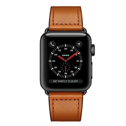 Genuine Leather Watch Band Compatible with Apple Watch 38/40mm-Brown