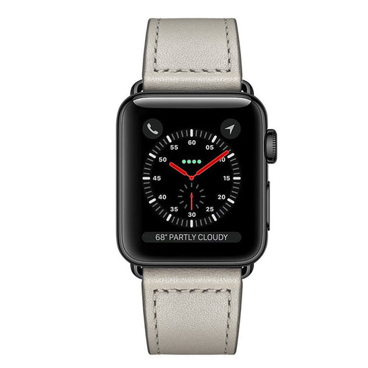 Genuine Leather Watch Band Compatible with Apple Watch 38/40mm-Grey