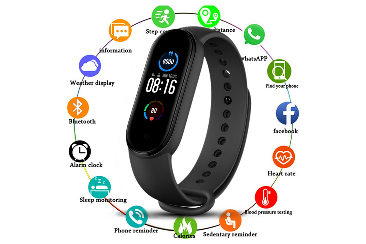 Bluetooth Smart Fitness Bracelet Wristband - Black