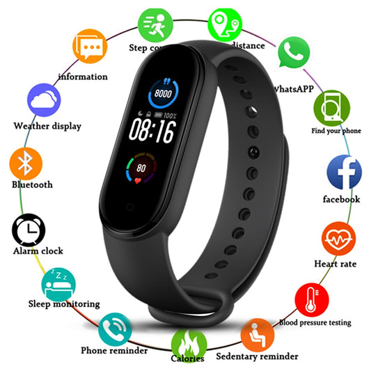 Fitness Tracker Watch with Heart Rate Monitor Bluetooth Smart Fitness Bracelet Wristband -Black