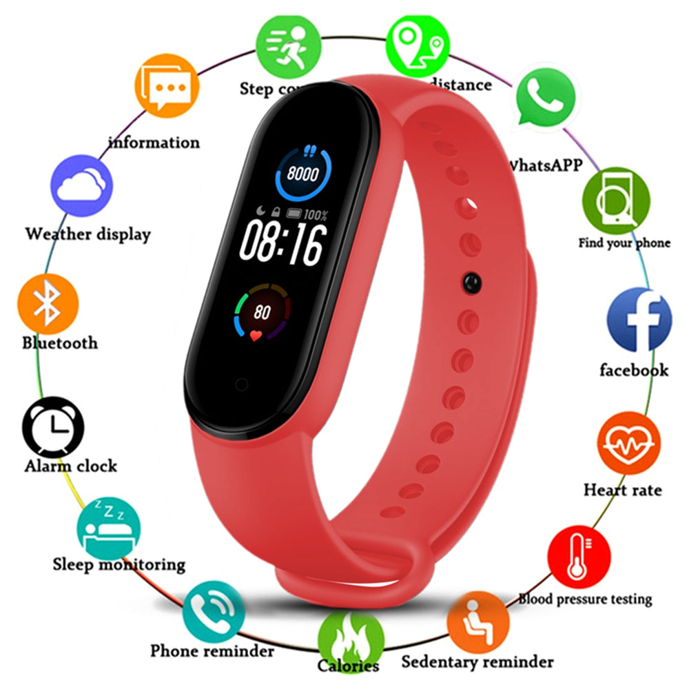 Bluetooth Smart Fitness Bracelet Wristband - Red