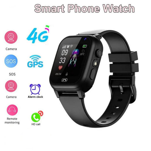 Smart Watch Touch Screen Tracker Resistant Alarm Location Watch -Black