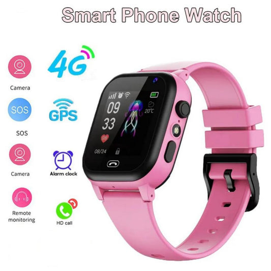Smart Watch Touch Screen Tracker Resistant Alarm Location Watch -Pink
