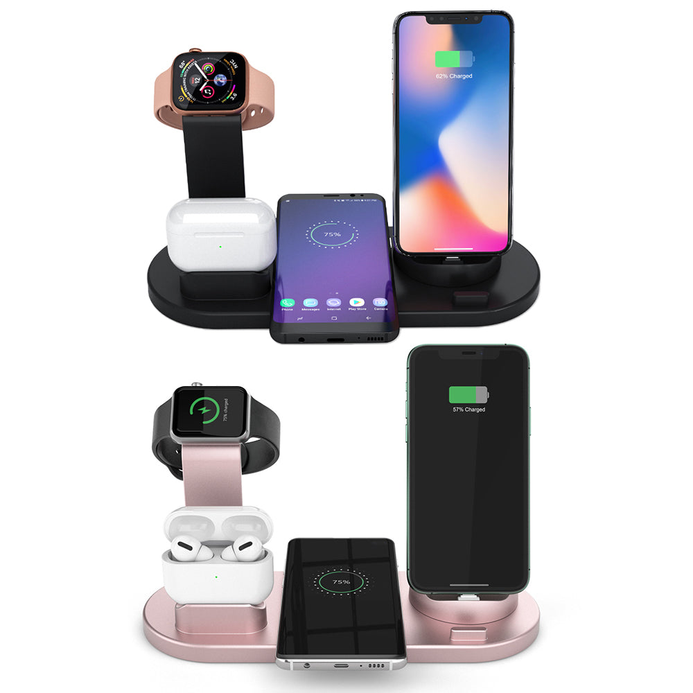 2Pcs 3 in 1 Wireless Charging Station for iPhone iWatch Airpods Black Rose Gold