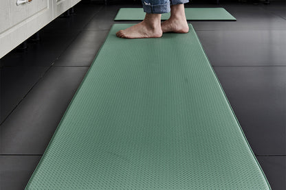PU Leather Kitchen Rug Mats Durable Anti-Slip Absorbent Dirt-Resistant Kitchen Rug Mat-Green