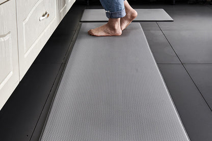 PU Leather Kitchen Rug Mats Durable Anti-Slip Absorbent Dirt-Resistant Kitchen Rug Mat-Grey