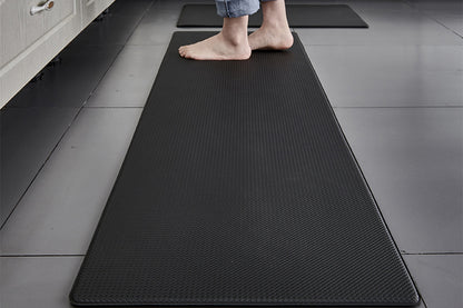 PU Leather Kitchen Rug Mats Durable Anti-Slip Absorbent Dirt-Resistant Kitchen Rug Mat-Black