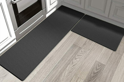 PU Leather Kitchen Rug Mats Durable Anti-Slip Absorbent Dirt-Resistant Kitchen Rug Mat-Black