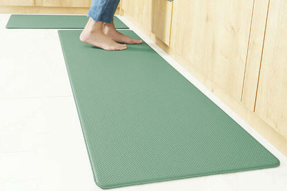 PU Leather Kitchen Rug Mats Durable Anti-Slip Absorbent Dirt-Resistant Kitchen Rug Mat-Green