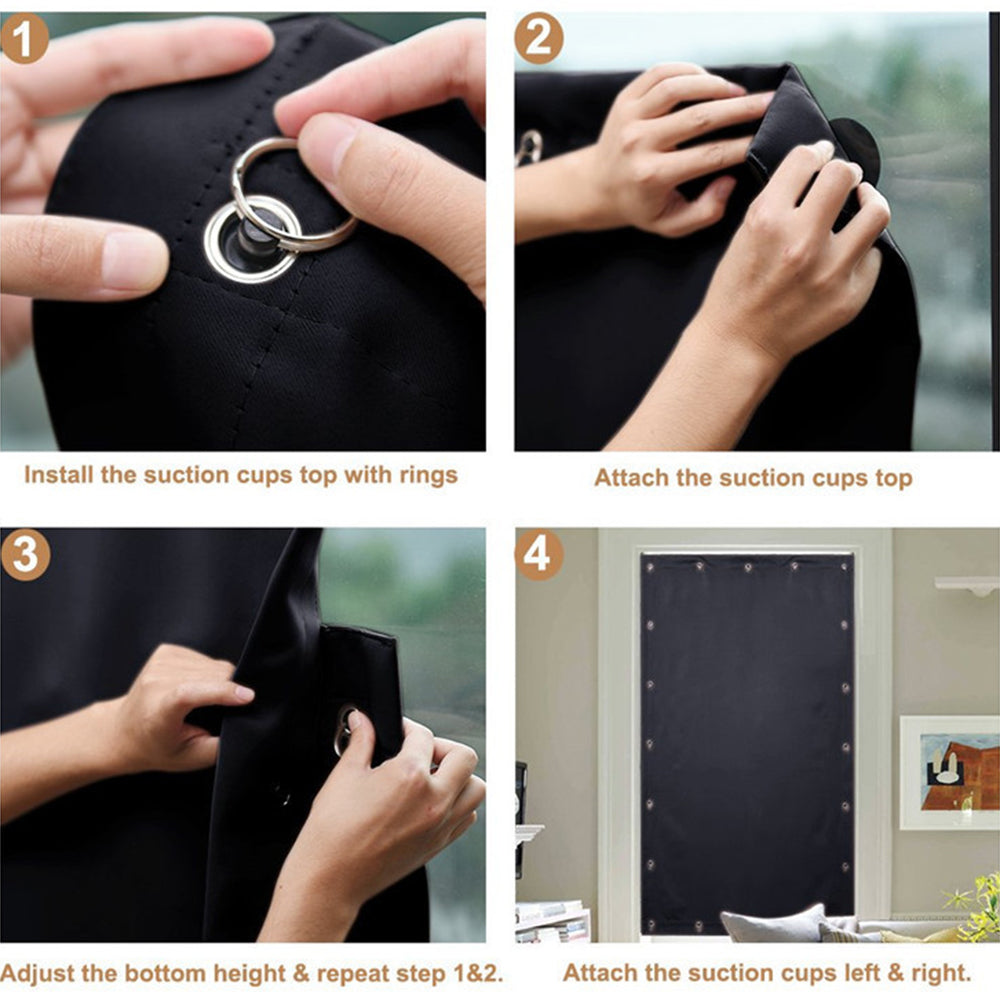 Portable Blackout Blinds Curtain Anti Sunlight Blind Black