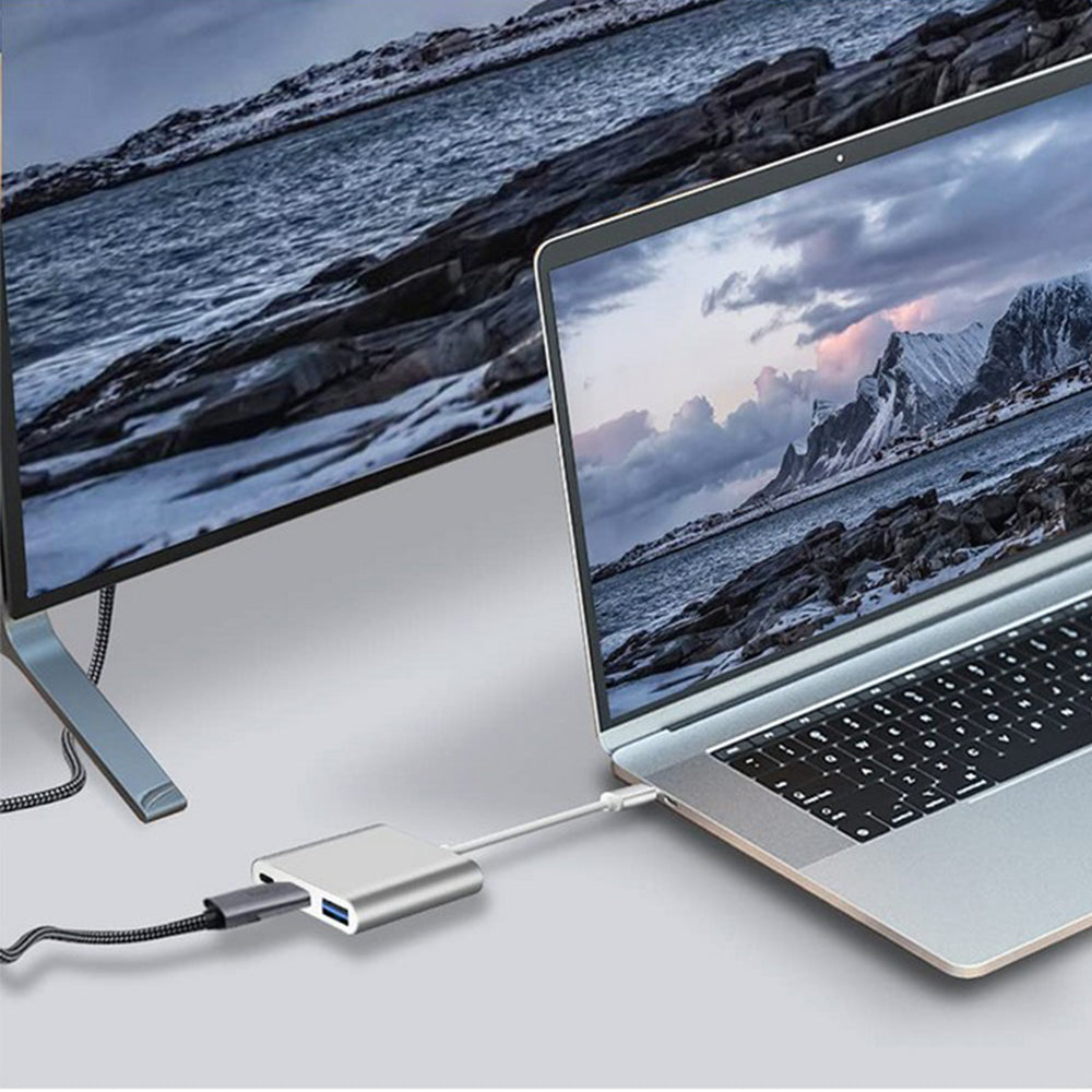 Type C to USB-C HDMI USB 3.0 Adapter Converter Cable 3 in 1 Hub For MacBook