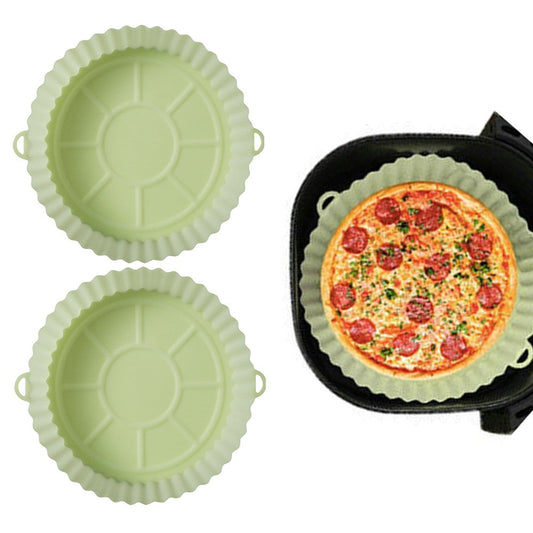 2Pcs FDA Certified Silicone Reusable Air Fryer Liner Baking Tray Mat - Green