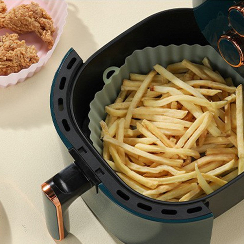 2Pcs FDA Certified Silicone Reusable Air Fryer Liner Baking Tray Mat - Green