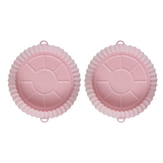 2Pcs FDA Certified Silicone Reusable Air Fryer Liner Baking Tray Mat - Pink