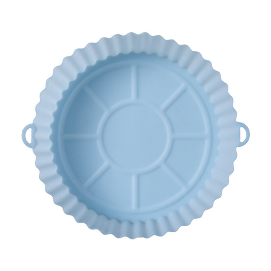 Silicone Air Fryer Liner Reusable Round Baking Tray Air Fryer Basket -Light blue