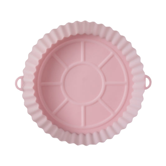 Silicone Air Fryer Liner Reusable Round Baking Tray Air Fryer Basket -Pink