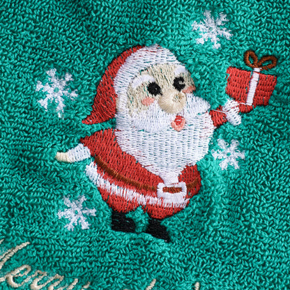 Set of 2 Pack Christmas Embroidered Cotton Towels with Christmas Box