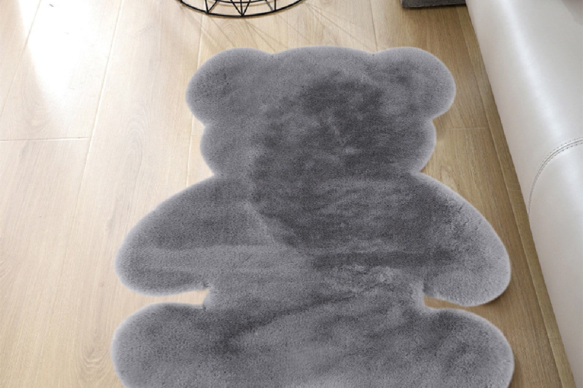 Bear Shaped Carpet Modern Luxury Plush Rugs for Living Room Home Decor-Gray